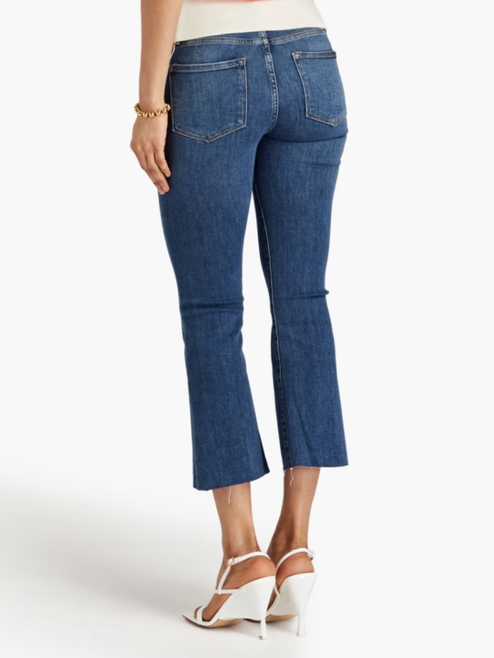 FRAME Le Crop Mini Boot Cut Medium Wash Jeans Size 27 - Picture 2 of 13
